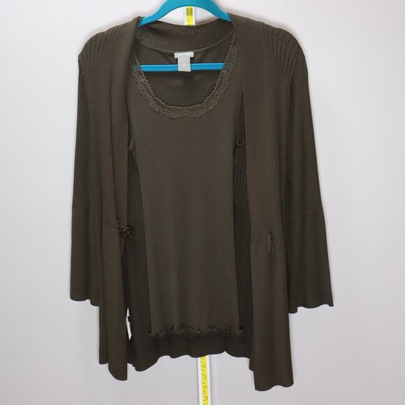 Ann Taylor Brown 2-Piece Knit Cardigan & Shell Set M NWOT - Picture 1 of 5